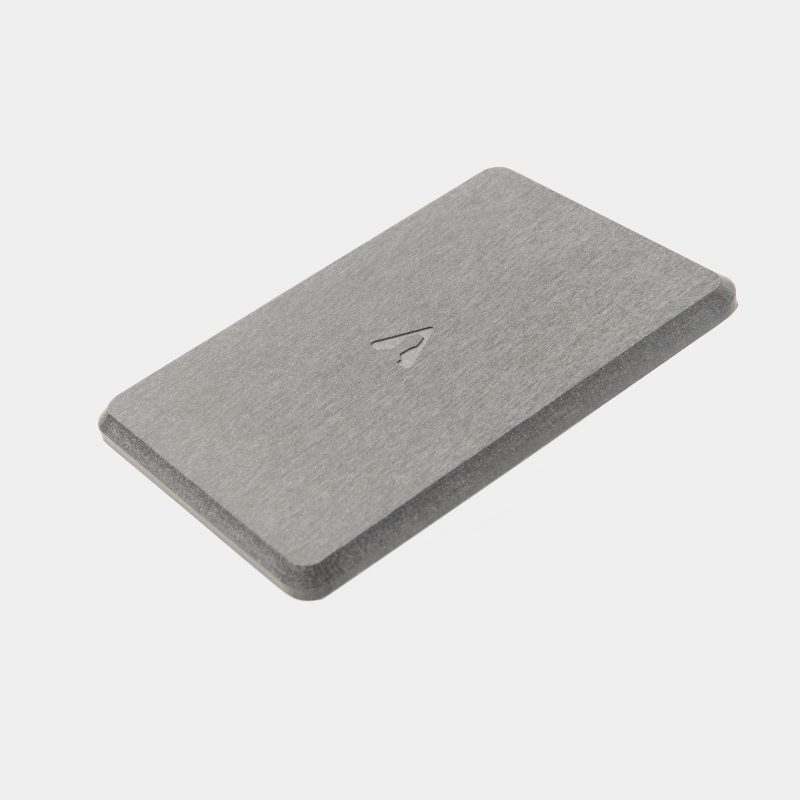 Artpresso large cleaning tool platform in diatomite stone, brushed grey surface with the engraved Artpresso mark
