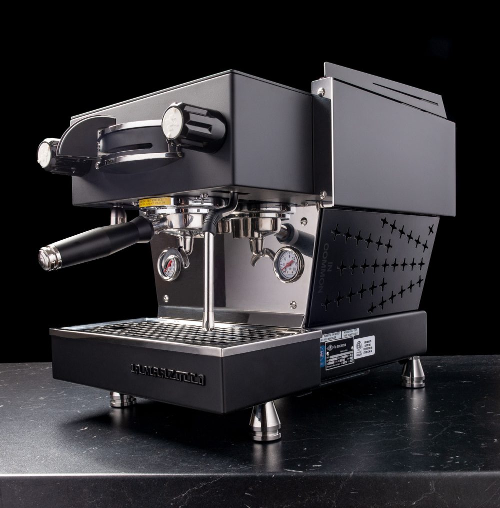 BIGFACE La Marzocco Linea Mini from the side showing the group head and steam wand