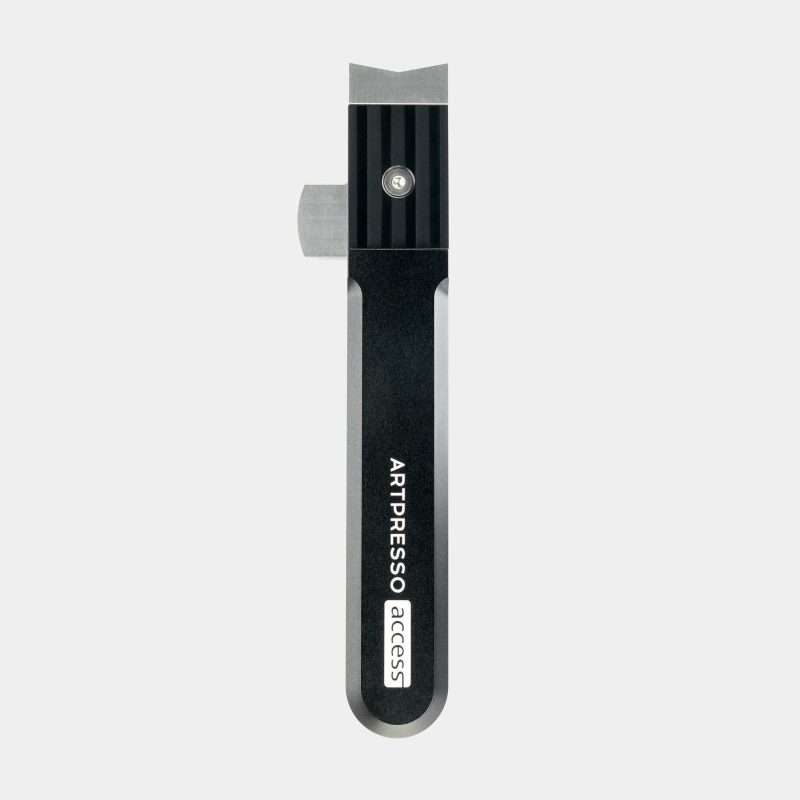 Front of the Artpresso Group Head Access Tool with the ARTPRESSO access marking and the V-groove tab at the head