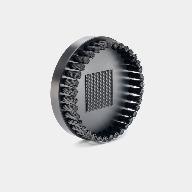 Face of the Group Head Pro replacement brush showing the square hook-and-loop pad mount inside the bristle ring