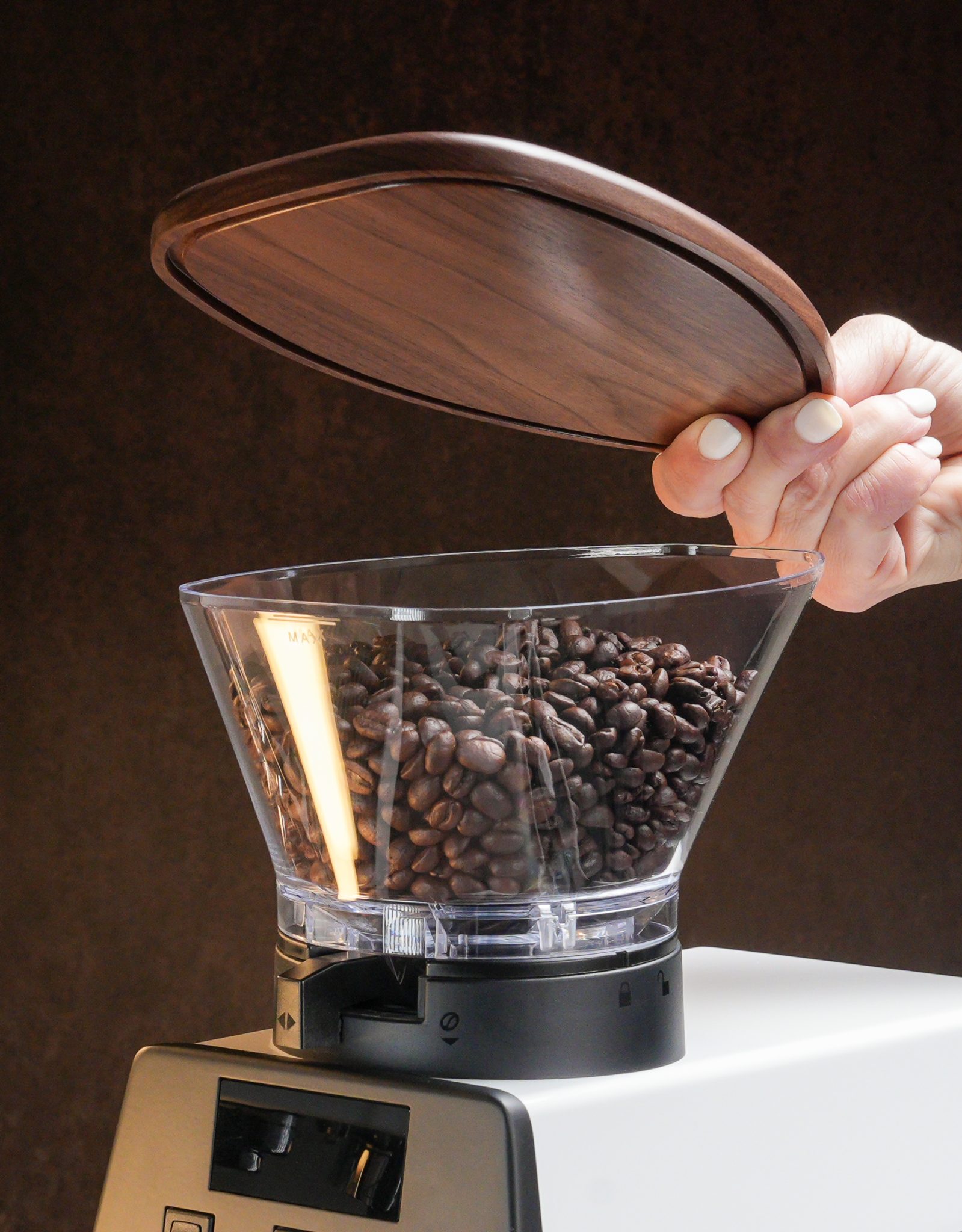 Premium Pico Hopper Lid Walnut For La Marzocco Machines